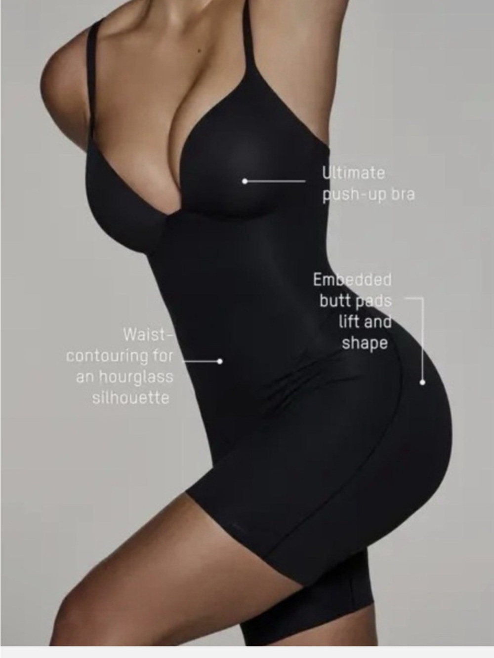 SKIMS NWT Ultimate Collection Mid Thigh Bodysuit - Onyx